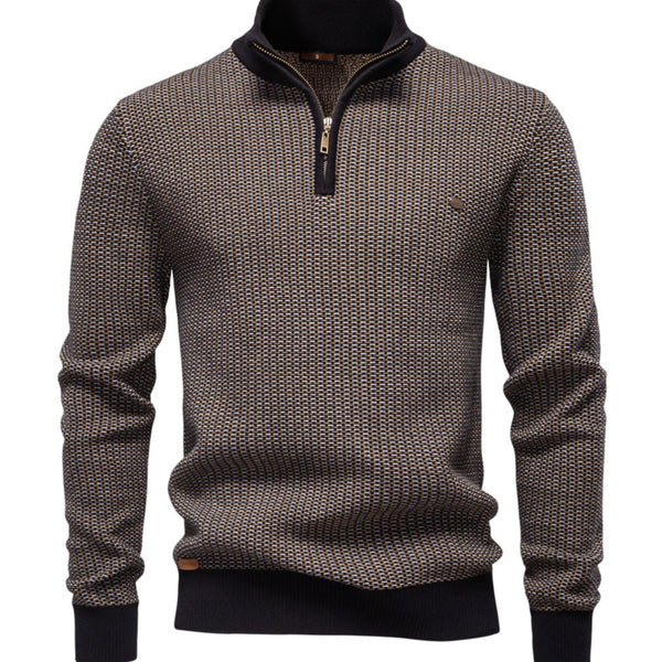 Suéter Casual para Hombre con Cuello Alto y Cierre Medio