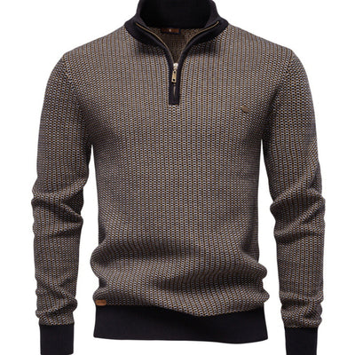 Suéter Casual para Hombre con Cuello Alto y Cierre Medio