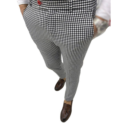 Pantalones Casuales a Cuadros Blanco y Negro para Hombre - Image 6