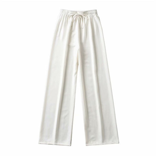 Pantalón Ancho de Cintura Alta Elástico con Drapeado - Elegancia Casual para Mujer - Image 4