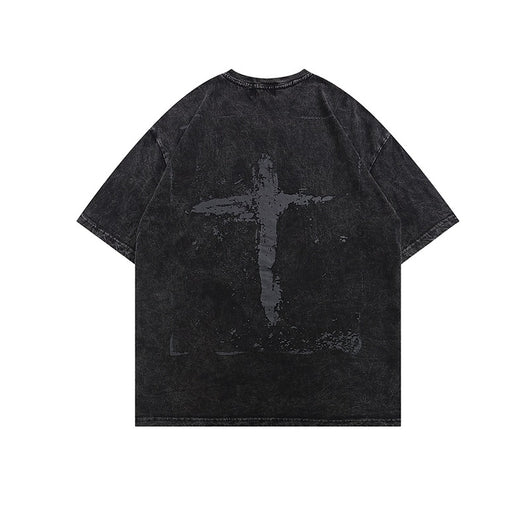 Camiseta Hip Hop Vintage Desgastada Lavada para Hombre - Image 9