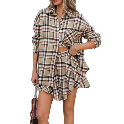 Conjunto Dos Piezas: Falda Cuadros con Camisa Polo Casual - Image 5