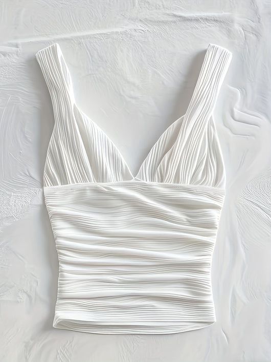 Blusa Escotada con Pliegues Ajustada - Diseño Europeo Moderno - Image 11
