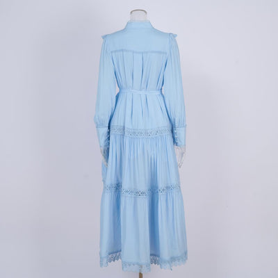 Falda Larga Elegante con Blusa Bordada y Mangas Linterna Ajustadas - Image 15