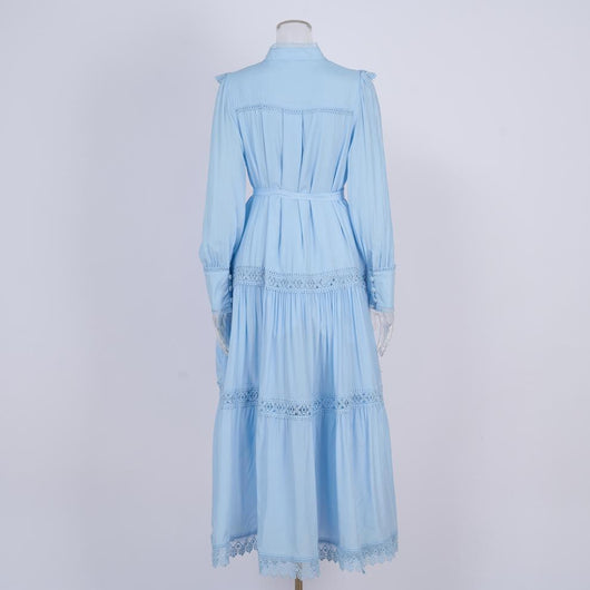 Falda Larga Elegante con Blusa Bordada y Mangas Linterna Ajustadas - Image 15
