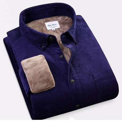Camisa de Pana de Algodón Puro Cálida de Manga Larga para Hombre - Image 15