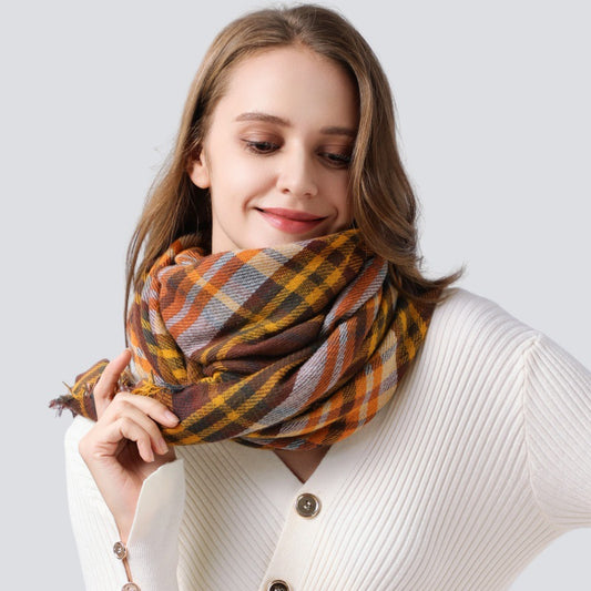 Pañoleta Cuadrada Escocesa Otoño Invierno - Diseño Europeo Americano