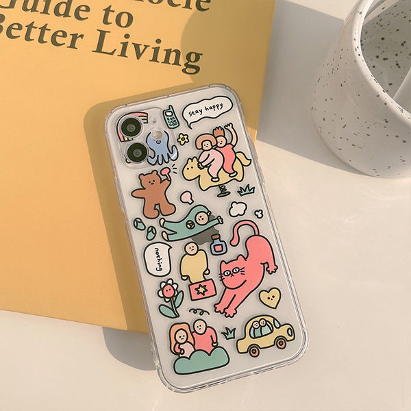 Funda Transparente para Celular con Gato Divertido - TPU Creativo