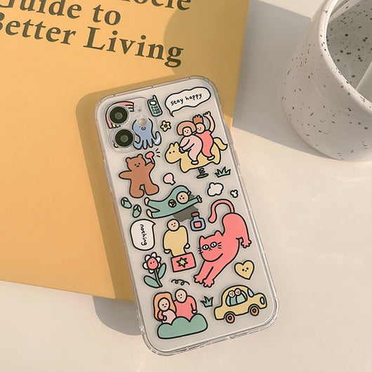 Funda Transparente para Celular con Gato Divertido - TPU Creativo
