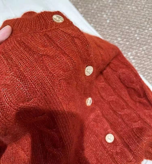 Suéter Cuello Redondo Rojo Grueso y Cálido - Image 11