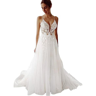 Vestido de Novia Elegante con Encaje y Espalda Descubierta - Image 6