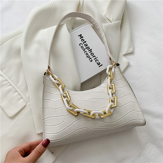 Bolso de Hombro con Textura de Piedra y Cadena para Mujer - Image 9