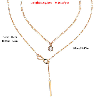 Collar Colgante de Circón Multicapa con Diamantes Número 8 para Mujer - Image 6