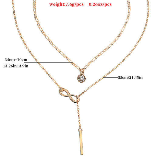 Collar Colgante de Circón Multicapa con Diamantes Número 8 para Mujer - Image 6