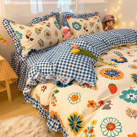 Juego de Cama Estilo Jardín Americano con Girasoles