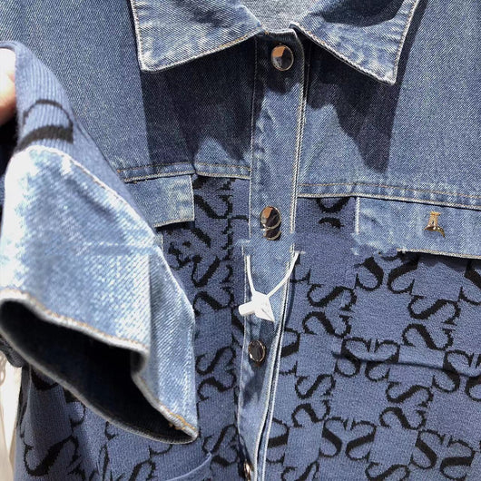 Chaqueta Tejida Denim Jacquard con Costuras Vintage - Comodín para Mujer - Image 11