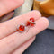 Aretes de Plata 925 con Granate Natural e Incrustaciones de Diamante