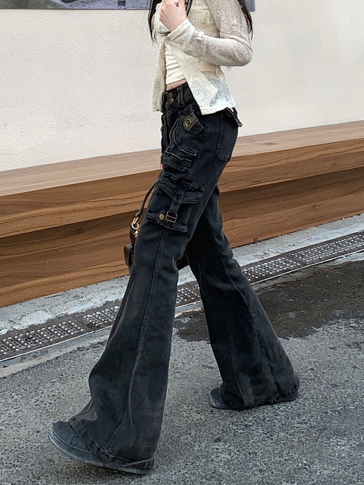 Jeans Acampanados Lavados Estilo Vintage con Múltiples Bolsillos - Image 10