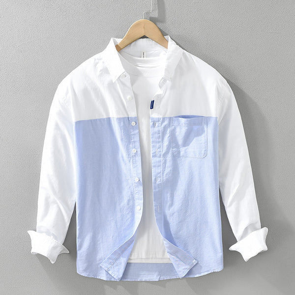 Camisa Patchwork de Manga Larga para Hombre