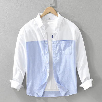 Camisa Patchwork de Manga Larga para Hombre