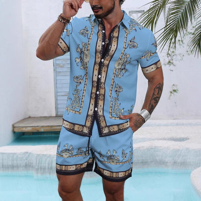 Conjunto Hombre Impresión 3D - Camisa y Shorts Holgados - Image 3