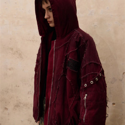 Chaqueta de Algodón con Capucha Pintada a Mano y Detalles Grabados - Image 9