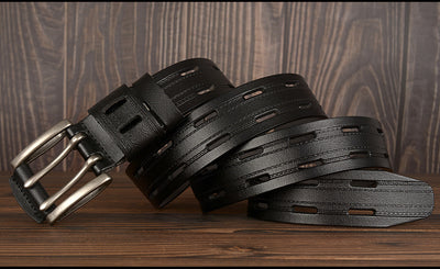 Cinturón de Cuero para Hombre con Hebilla Doble Pasador - Estilo Casual y Jeans - Image 18
