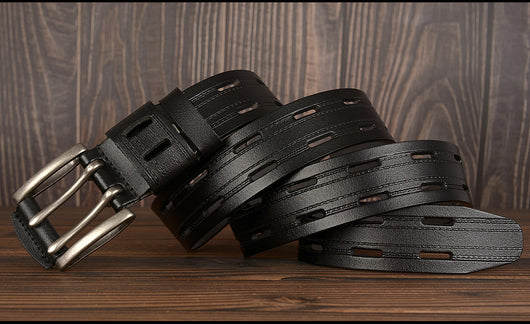 Cinturón de Cuero para Hombre con Hebilla Doble Pasador - Estilo Casual y Jeans - Image 18