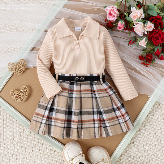 Conjunto Elegante de Otoño e Invierno para Niñas con Falda Plisada de Manga Larga - Image 2