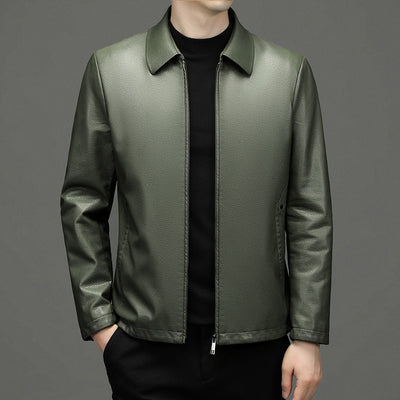 Chaqueta de Cuero Ecológico para Hombre con Solapa - Abrigo de Piel Auténtica
