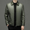 Chaqueta de Cuero Ecológico para Hombre con Solapa - Abrigo de Piel Auténtica