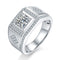 Anel Masculino De Casamento Em Moissanite De Prata 925 Banhado A Ouro Branco Com Diamantes De Uma Fileira 8