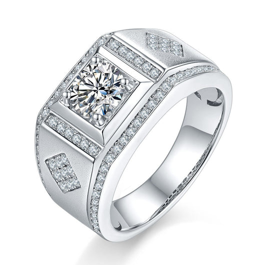 Anillo de Bodas para Hombre Plata 925 con Moissanita de Quilate Completo - Image 2