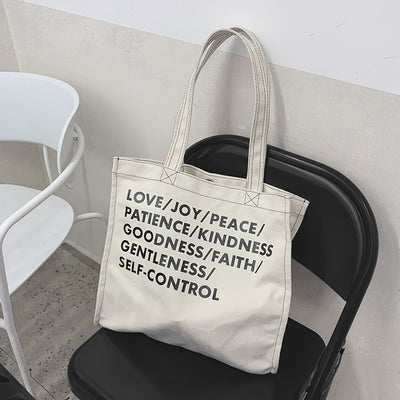 Bolsa de Lona Grande con Letras Literarias - Capacidad Amplia - Image 7