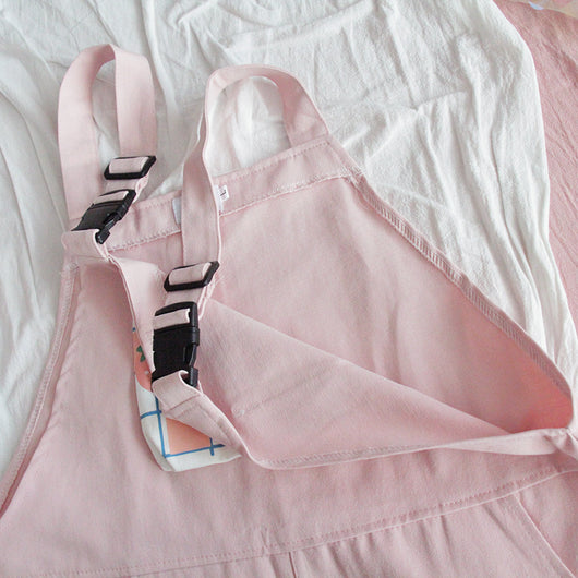 Jumpsuit Femenino Japonés Talle Alto con Estampa de Fresa - Image 8