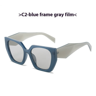 Retro cat-eye sunglasses with a vibrant orange frame, brown temples, and light champagne-colored lenses. - Image 16