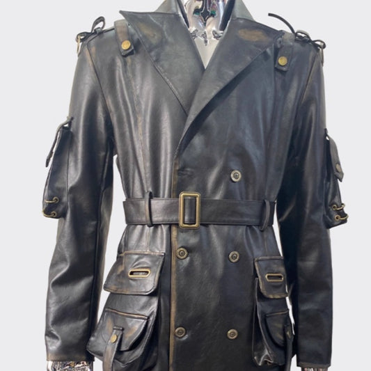 Chaqueta de Cuero para Motociclista Talla Grande