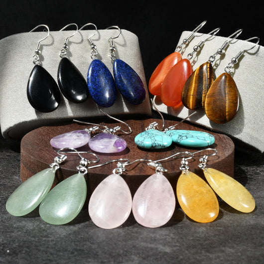 Aretes de Piedra Natural Estilo Chino Gota de Agua - Image 19
