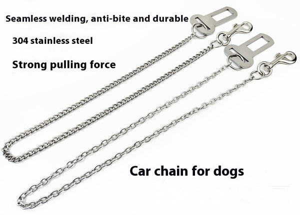 Correa de Seguridad para Mascotas en Auto - Cadena Acero Inoxidable