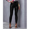 Pantalones de Cuero PU Ajustados de Cintura Media para Mujer