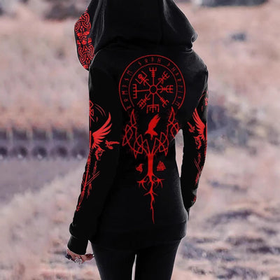 Sudadera Retro Estampada Suelta con Cierre para Mujer