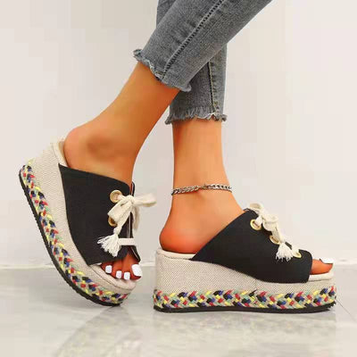 Sandalias de Plataforma Lino con Diseño Fish Mouth - Image 3