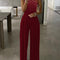 Jumpsuit Elegante de Pierna Ancha con Detalles Remachados para Mujer