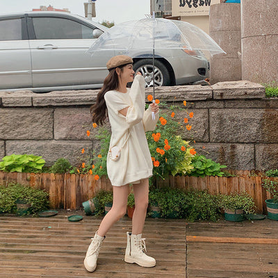 Cardigan Tejido Beige Elegante de Largo Medio - Image 4