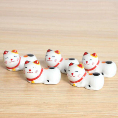 Soporte Decorativo de Cerámica para Palillos Chinos - Diseño Gato de la Fortuna - Image 3