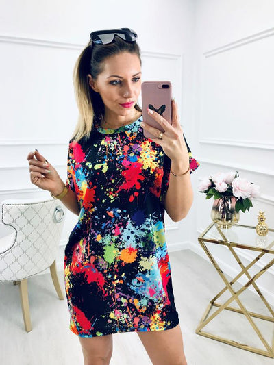 Vestido Casual Estampado con Salpicaduras de Color - Image 10