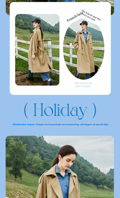 Abrigo Trench Largo para Mujer con Cuello Alzado y Doble Botonadura Ajustable - Image 11
