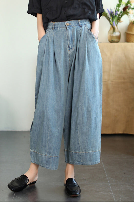 Pantalón Cropped Ancho de Tencel y Algodón para Tallas Grandes - Image 16