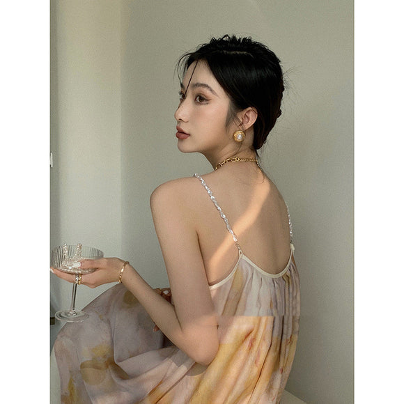 Vestido de Gasa con Perlas para Celebraciones
