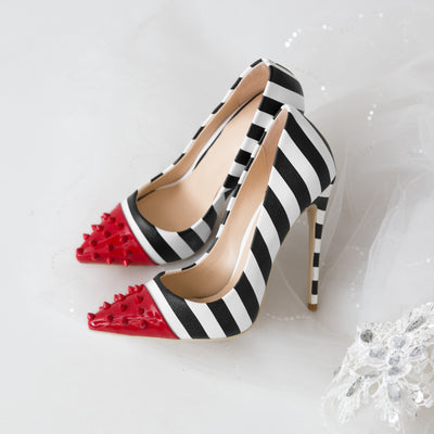 Tacones Altos de Moda con Rayas de Remaches en Colores - Image 12